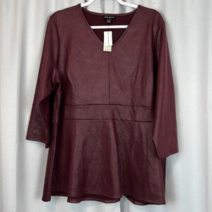 NEW Lane Bryant V-Neck 3/4-Sleeve Crew-Neck Peplum Top Size 18/20